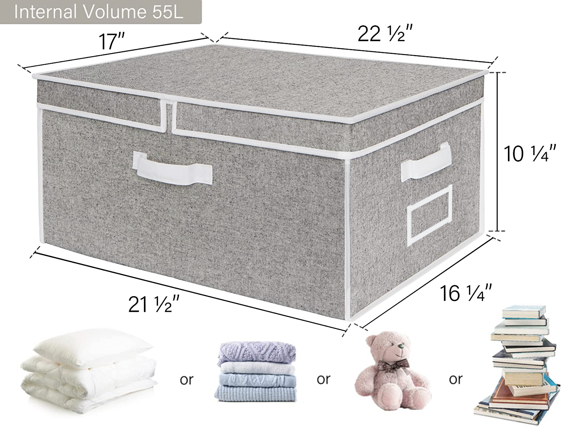 Extra Large Storage Bins with Lids, 55L Decorative Organizer