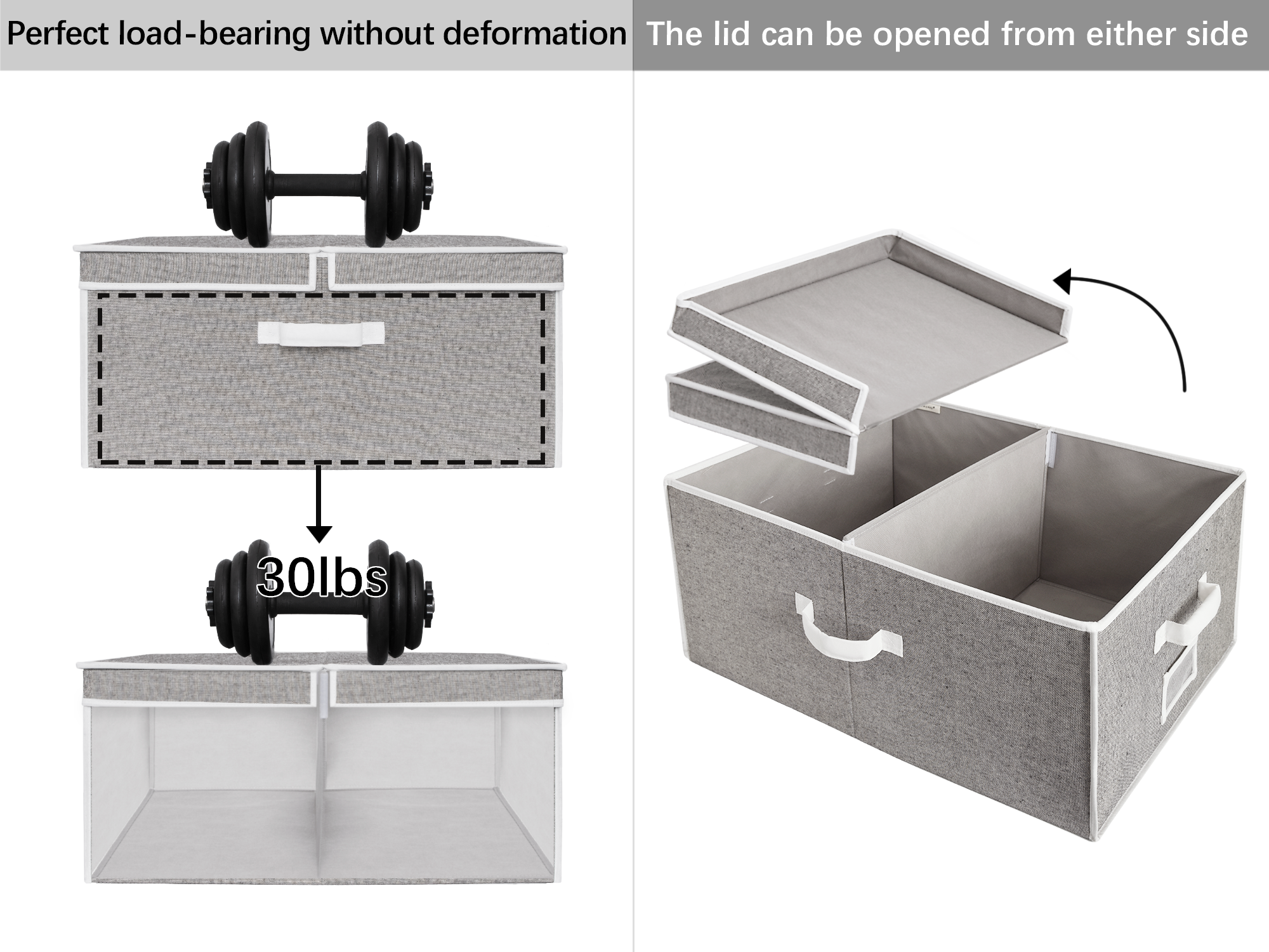 Extra Large Storage Bins with Lids, 55L Decorative Organizer