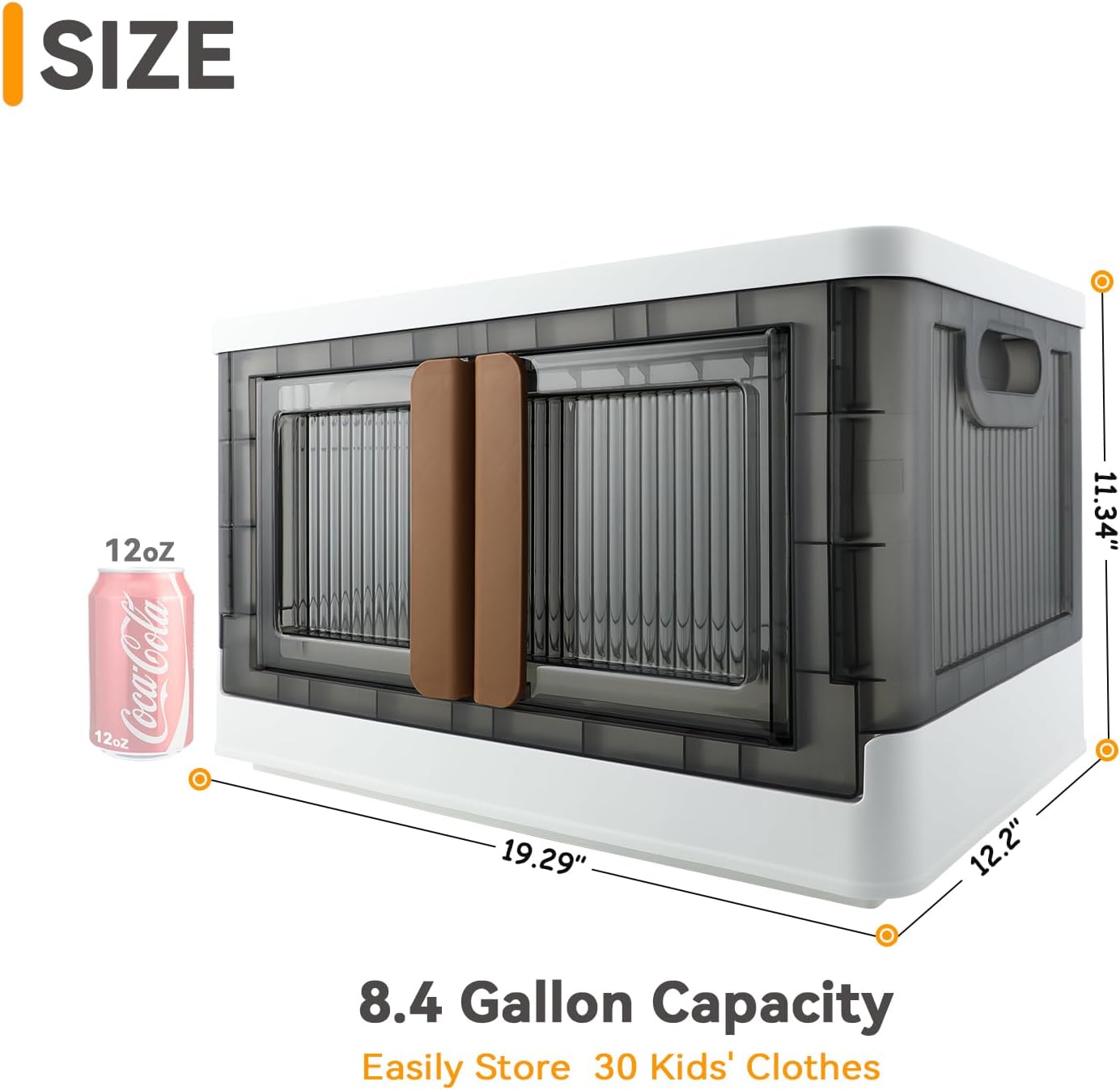Storage Bin, Plastic Cabinet, 8.4 Gallon Capacity (32L Per One), 2 Pack