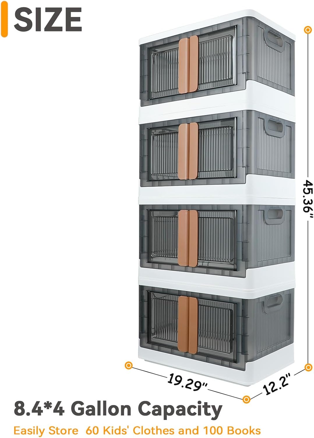 Storage Bin, Plastic Cabinet, 8.4 Gallon Capacity (32L Per One), 2 Pack