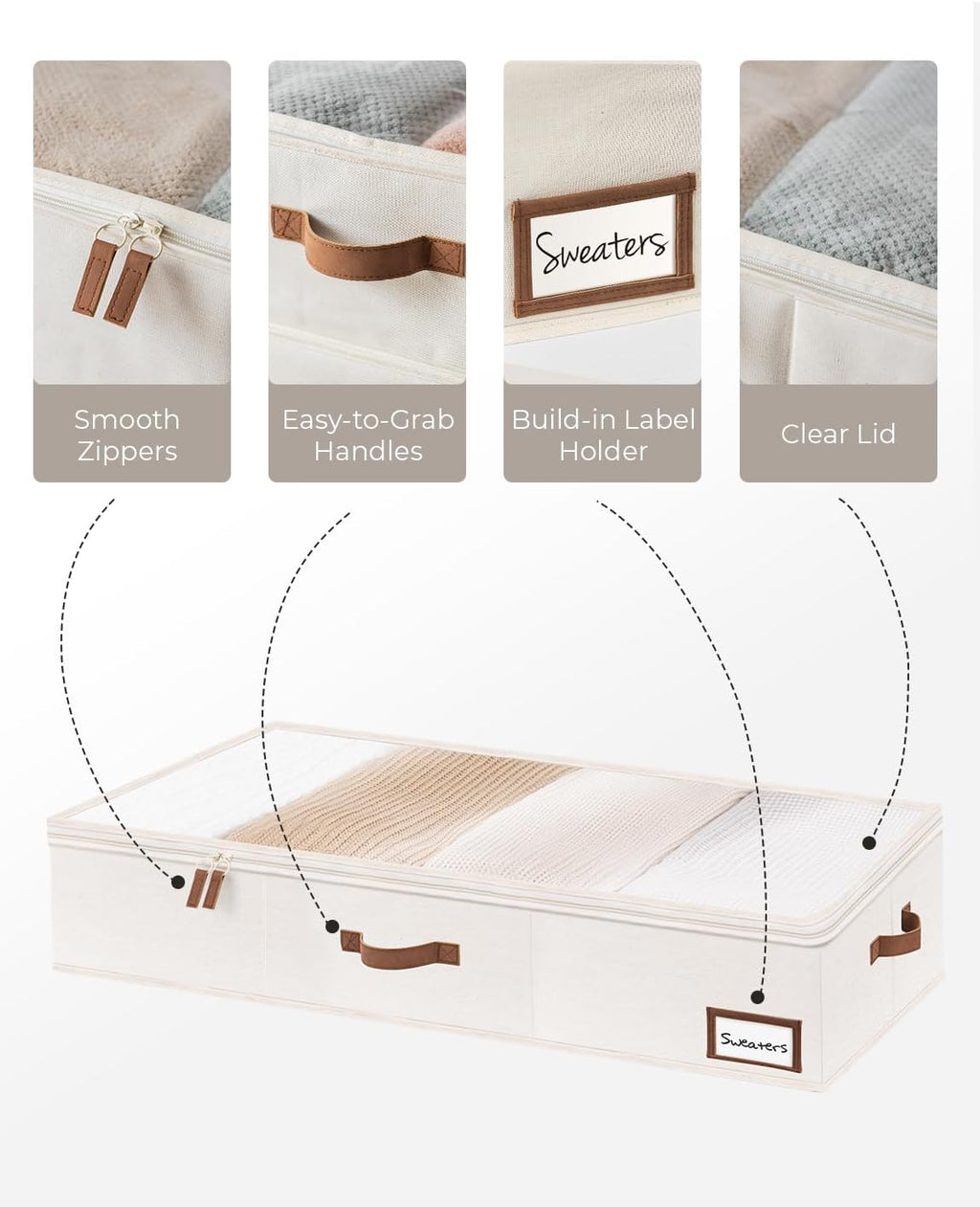 Under Bed Storage Containers with Handles and Label Holder, 2 Pack