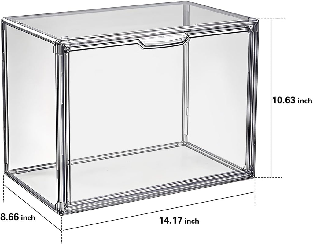 Clear Stackable Plastic Storage Bins with Magnetic Lid, Dustproof Book