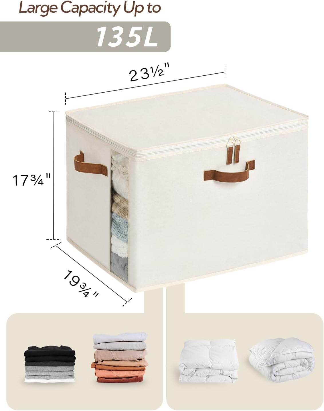 Comforter Storage Bag with Dual Zipper and Handles