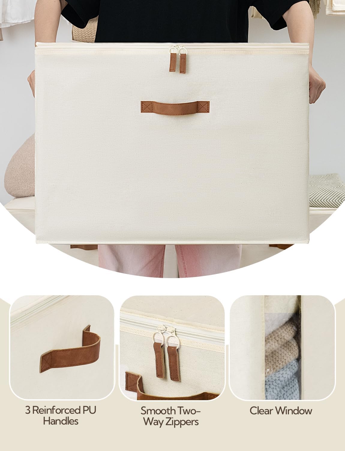 Comforter Storage Bag with Dual Zipper and Handles