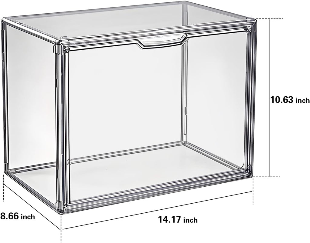 Clear Stackable Plastic Storage Bins with Magnetic Lid, Dustproof Book
