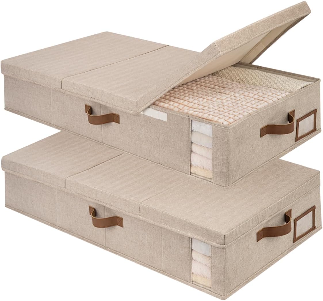 Under Bed Storage Bins with Lids, 2 Pack