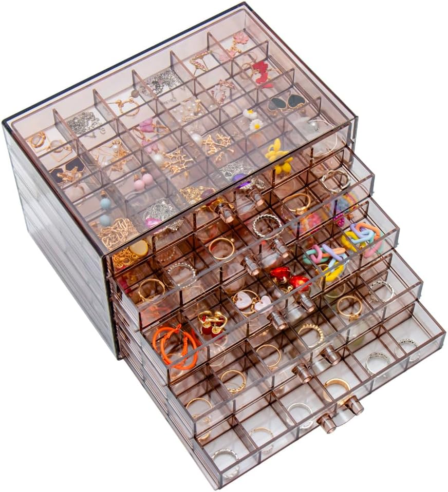 Earring Storage Box Organizer, Acrylic Jewelry Storage Box Holder 5 Drawers Transparent Jewelry Display Stand
