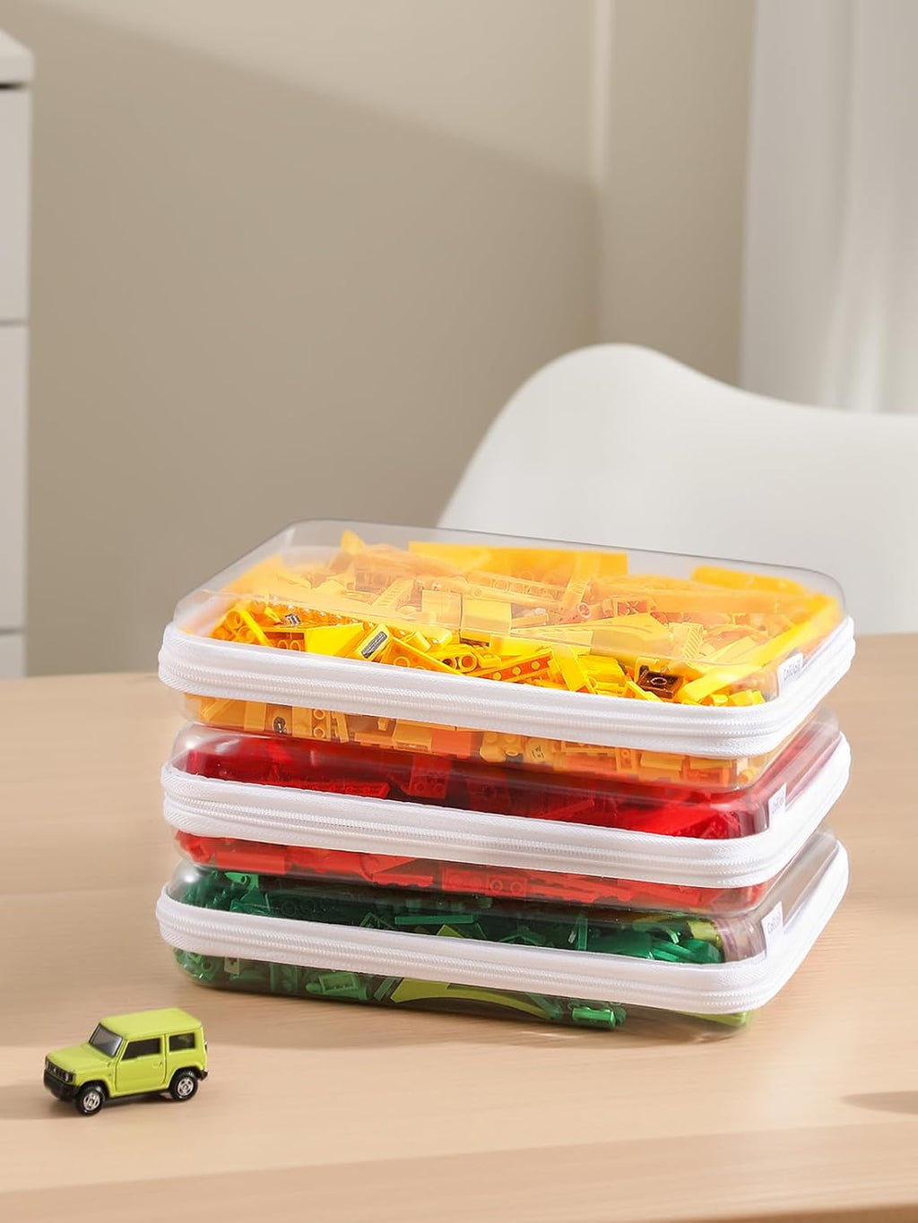 3PCS Large Clear Hard Shell Zippered Case, Diaper Bag Organizing Pouches