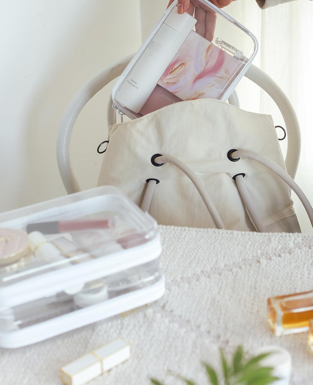 3PCS Large Clear Hard Shell Zippered Case, Diaper Bag Organizing Pouches