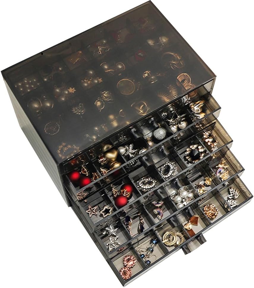 Earring Storage Box Organizer, Acrylic Jewelry Storage Box Holder 5 Drawers Transparent Jewelry Display Stand