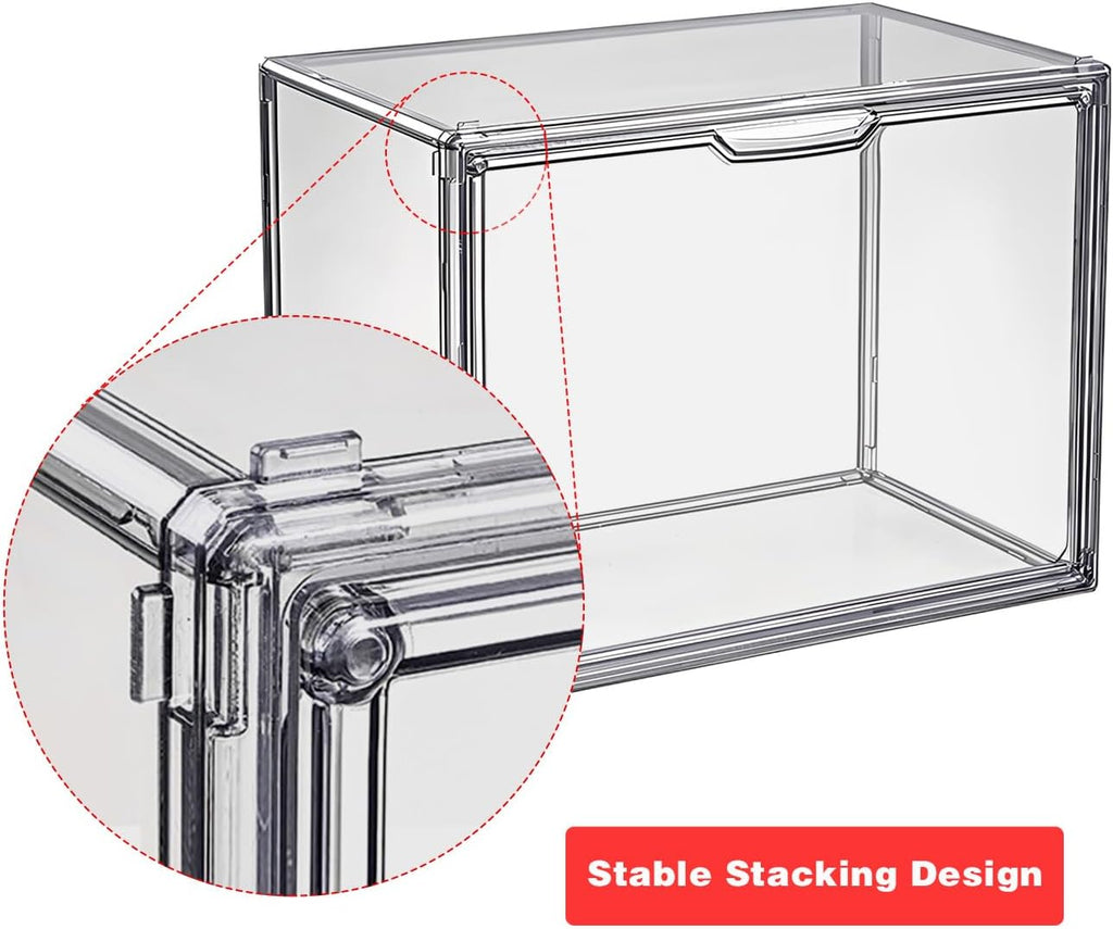 Clear Stackable Plastic Storage Bins with Magnetic Lid, Dustproof Book