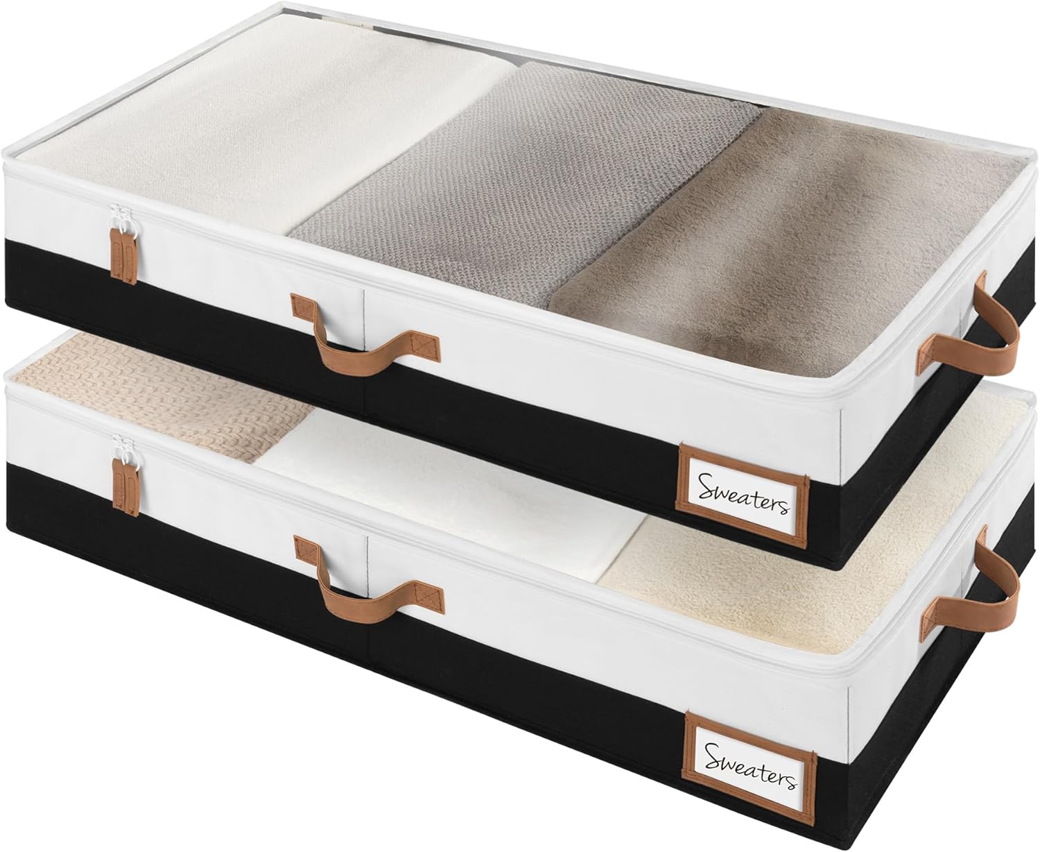 Under Bed Storage Containers with Handles and Label Holder, 2 Pack
