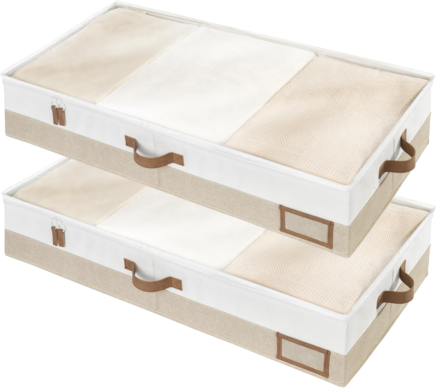Under Bed Storage Containers with Handles and Label Holder, 2 Pack
