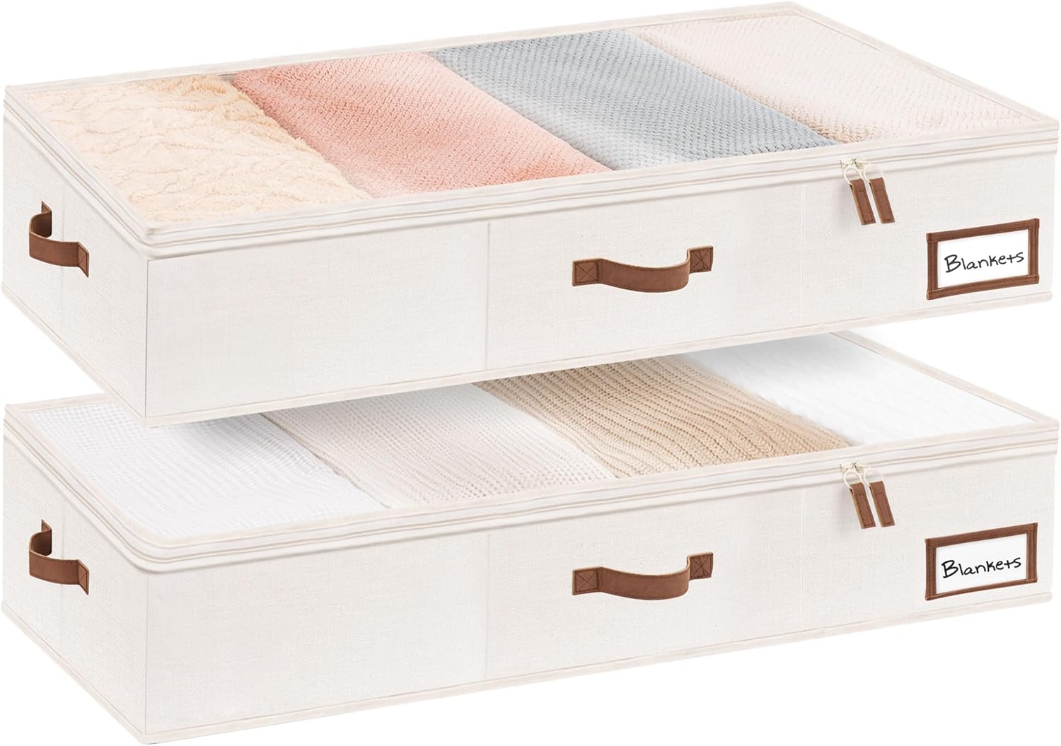 Under Bed Storage Containers with Handles and Label Holder, 2 Pack