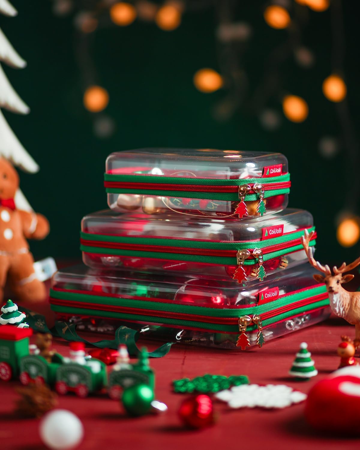 3PCS Large Clear Hard Shell Zippered Case, Diaper Bag Organizing Pouches