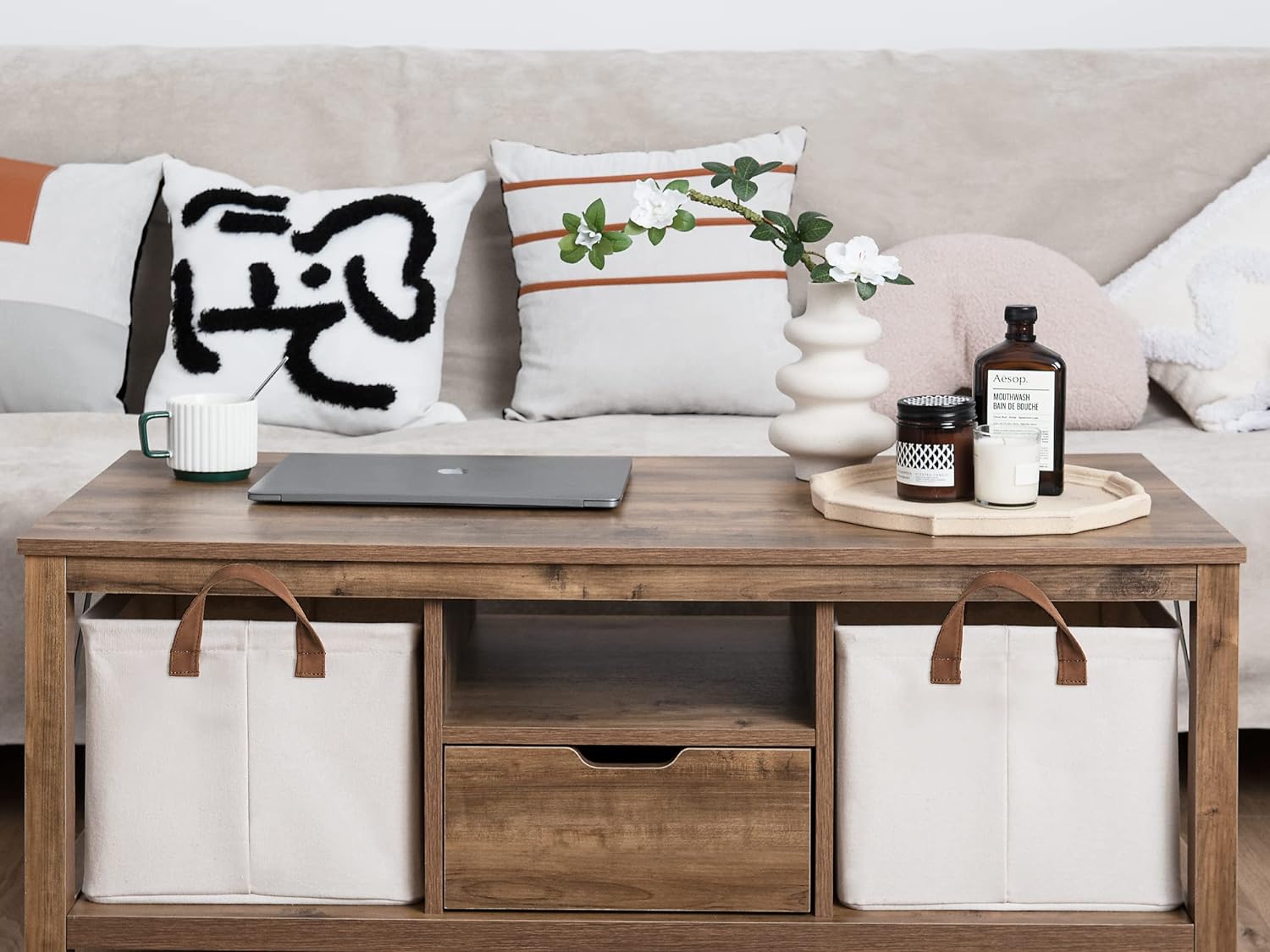 Storage Baskets for Shelves with Metal Frame, 4-Pack