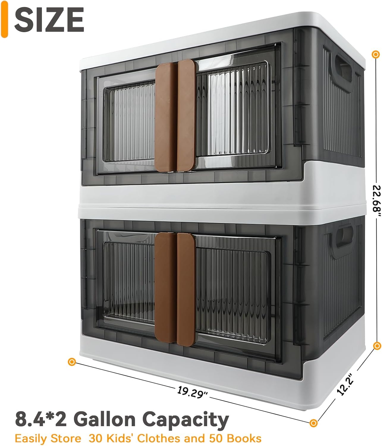 Storage Bin, Plastic Cabinet, 8.4 Gallon Capacity (32L Per One), 2 Pack