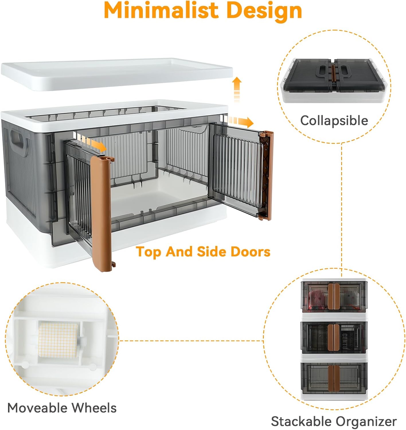 Storage Bin, Plastic Cabinet, 8.4 Gallon Capacity (32L Per One), 2 Pack