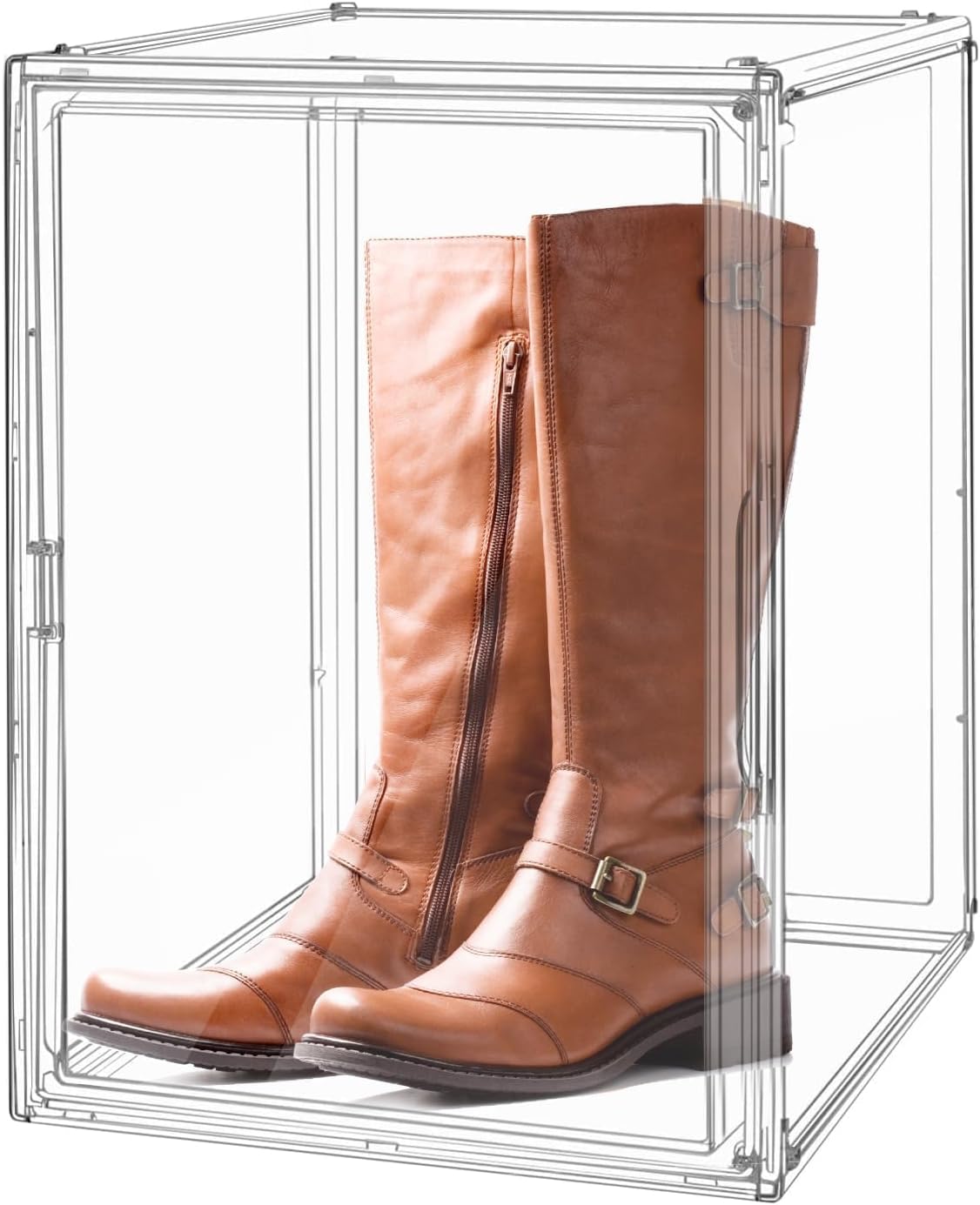 Clear Stackable Plastic Storage Bins with Magnetic Lid, Dustproof Book