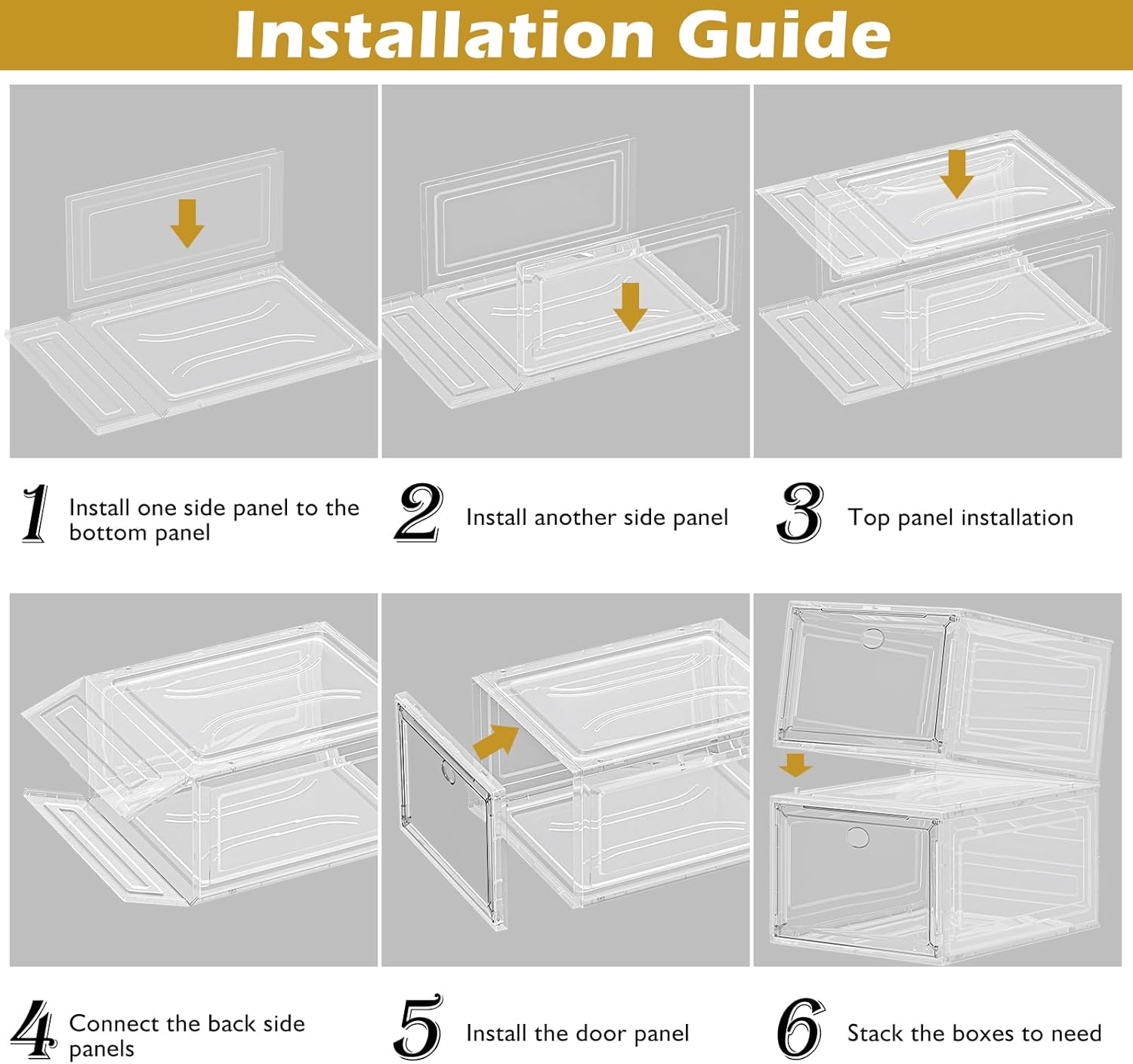 12 Pack Clear Shoe Storage Organizer with Magnetic Door,Stackable Plastic Shoe Boxes
