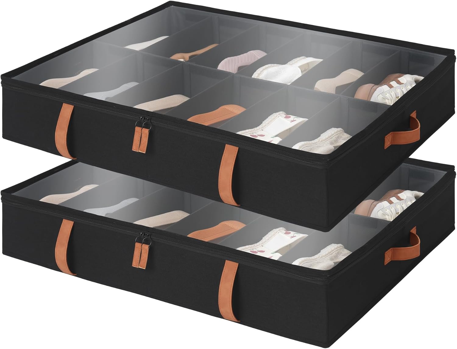 Under Bed Shoe Organizer for Closet, 2-Pack