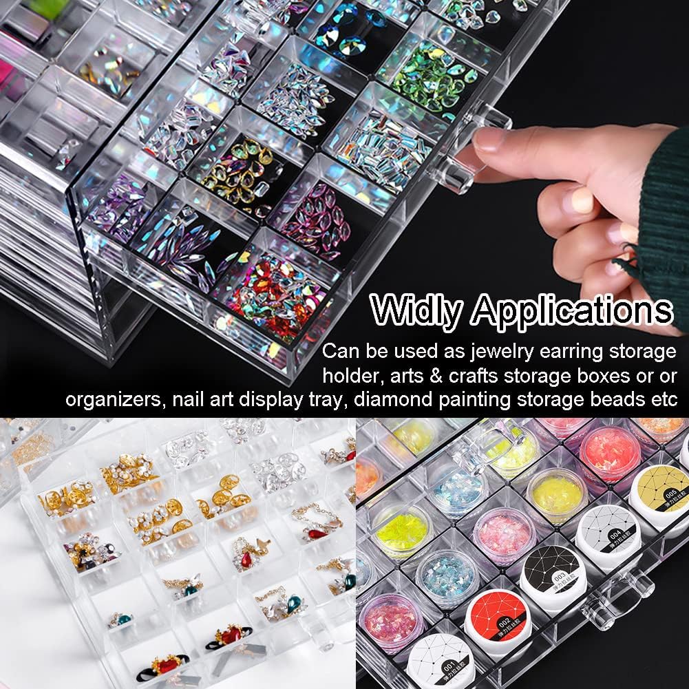 Earring Storage Box Organizer, Acrylic Jewelry Storage Box Holder 5 Drawers Transparent Jewelry Display Stand