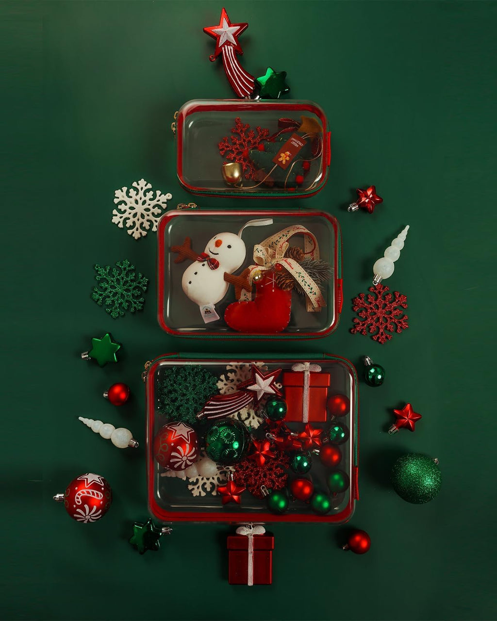 3PCS Large Clear Hard Shell Zippered Case, Diaper Bag Organizing Pouches