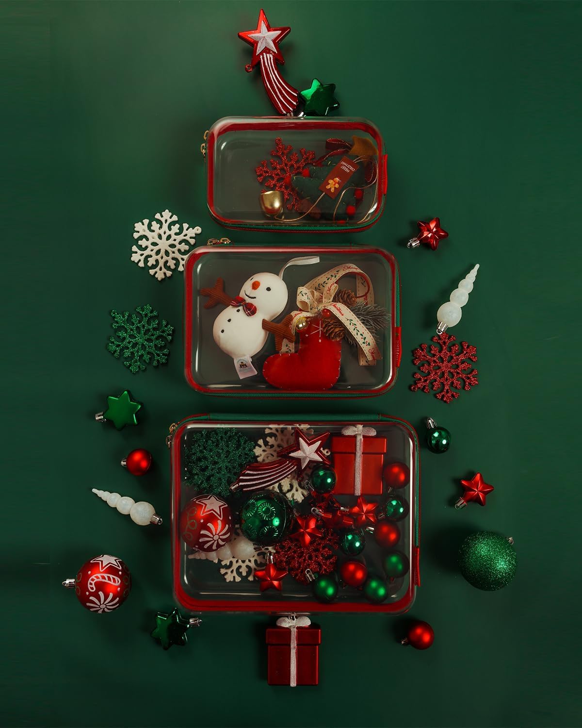 3PCS Large Clear Hard Shell Zippered Case, Diaper Bag Organizing Pouches