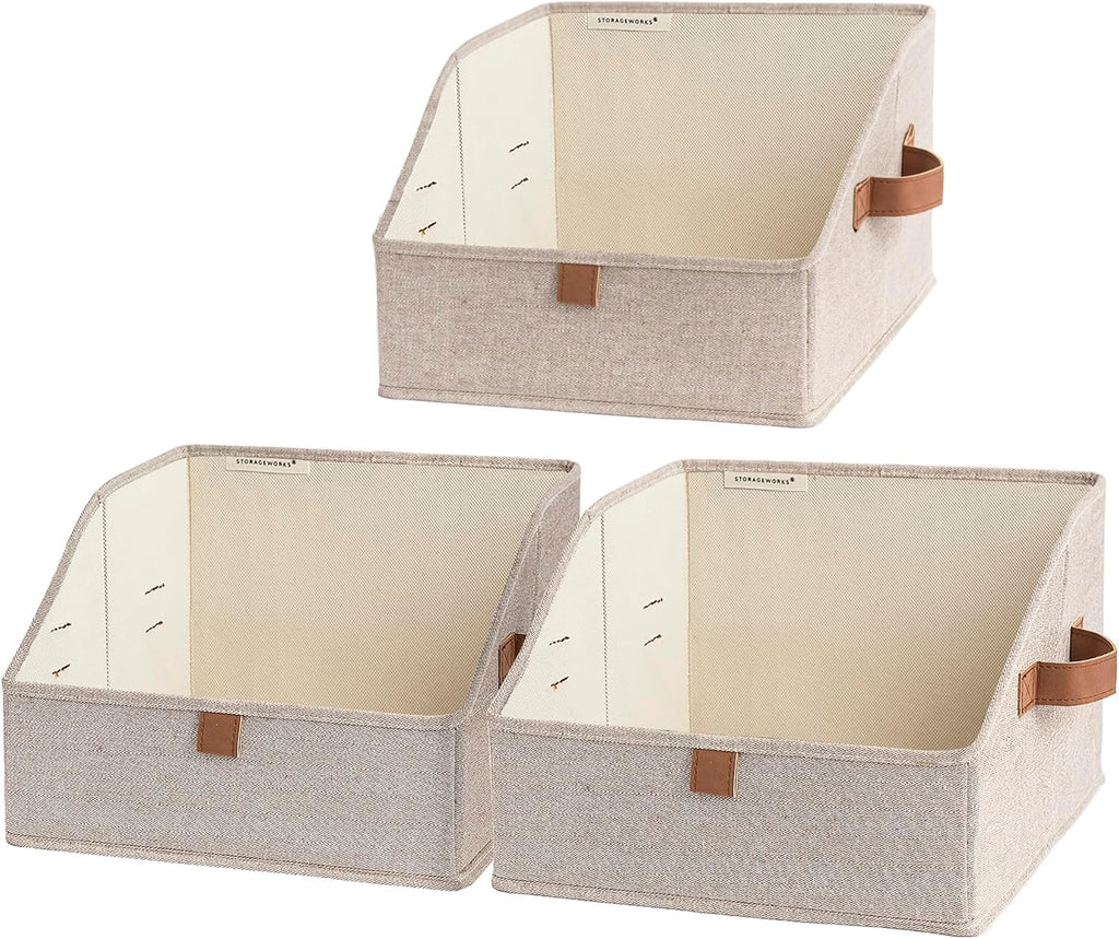Closet Storage Bins, Trapezoid Storage Box, 3-Pack