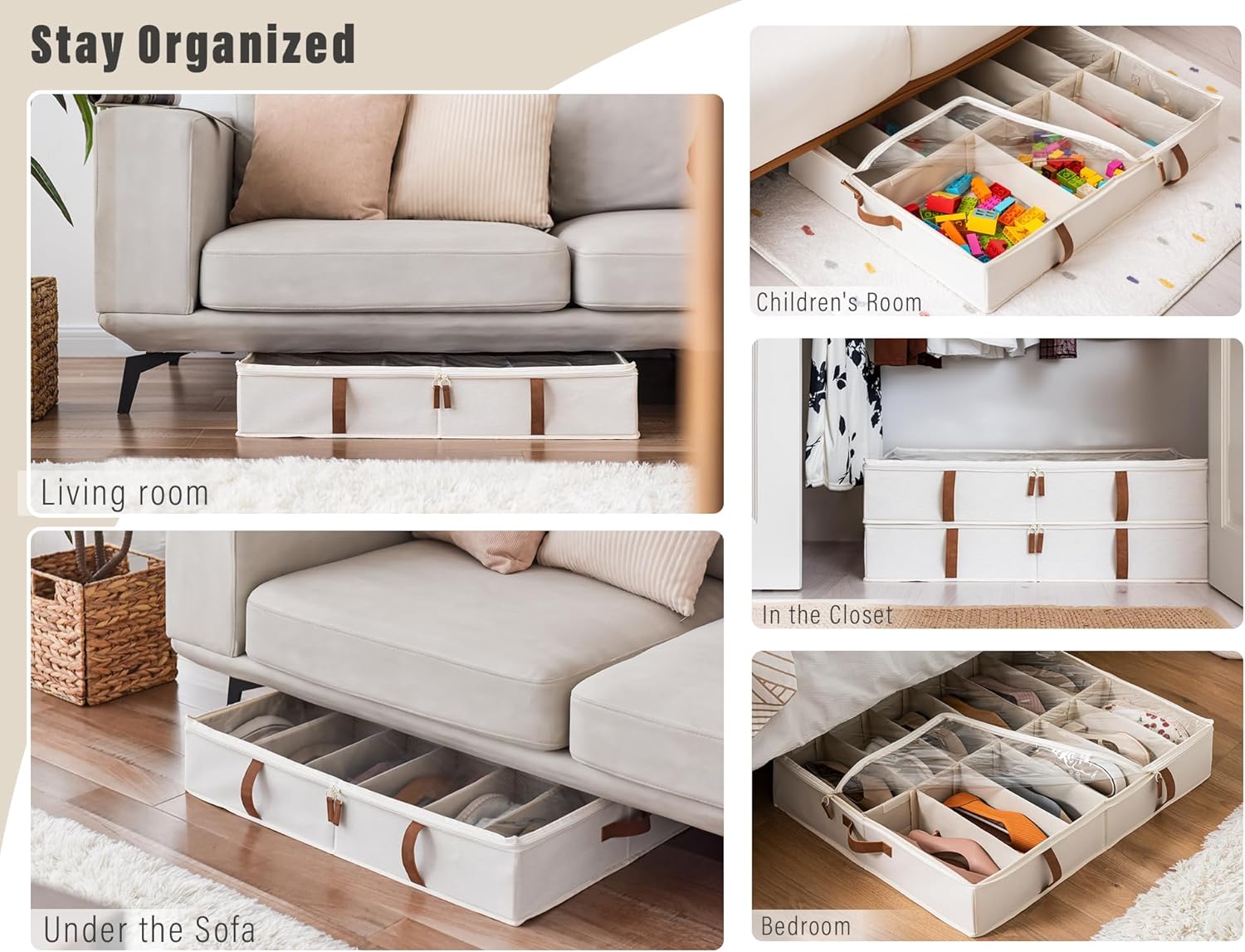 Under Bed Shoe Organizer for Closet, 2-Pack