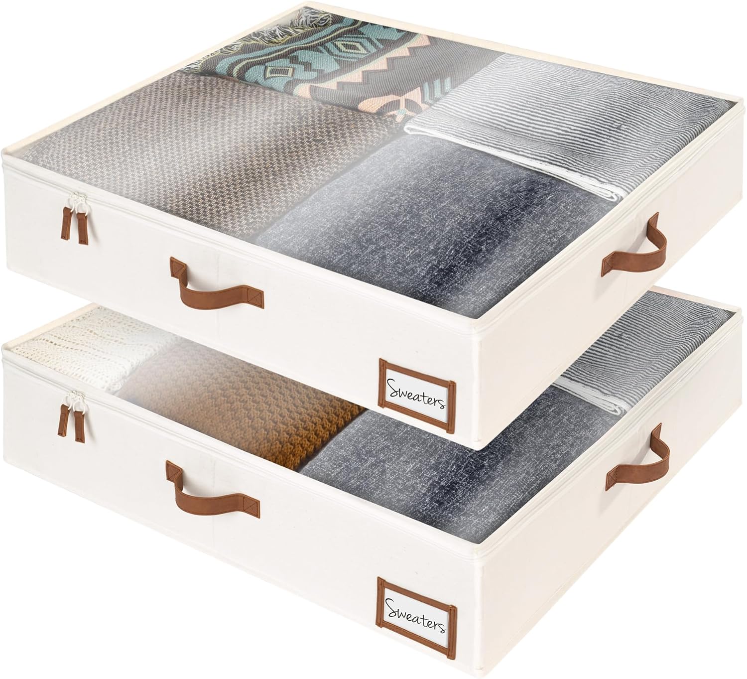 Under Bed Storage Containers with Handles and Label Holder, 2 Pack