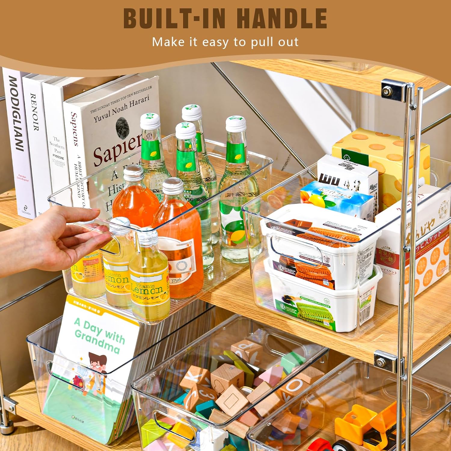 6 Pack Clear Storage Bins with Lids, 7 Quart Stackable Storage Boxes