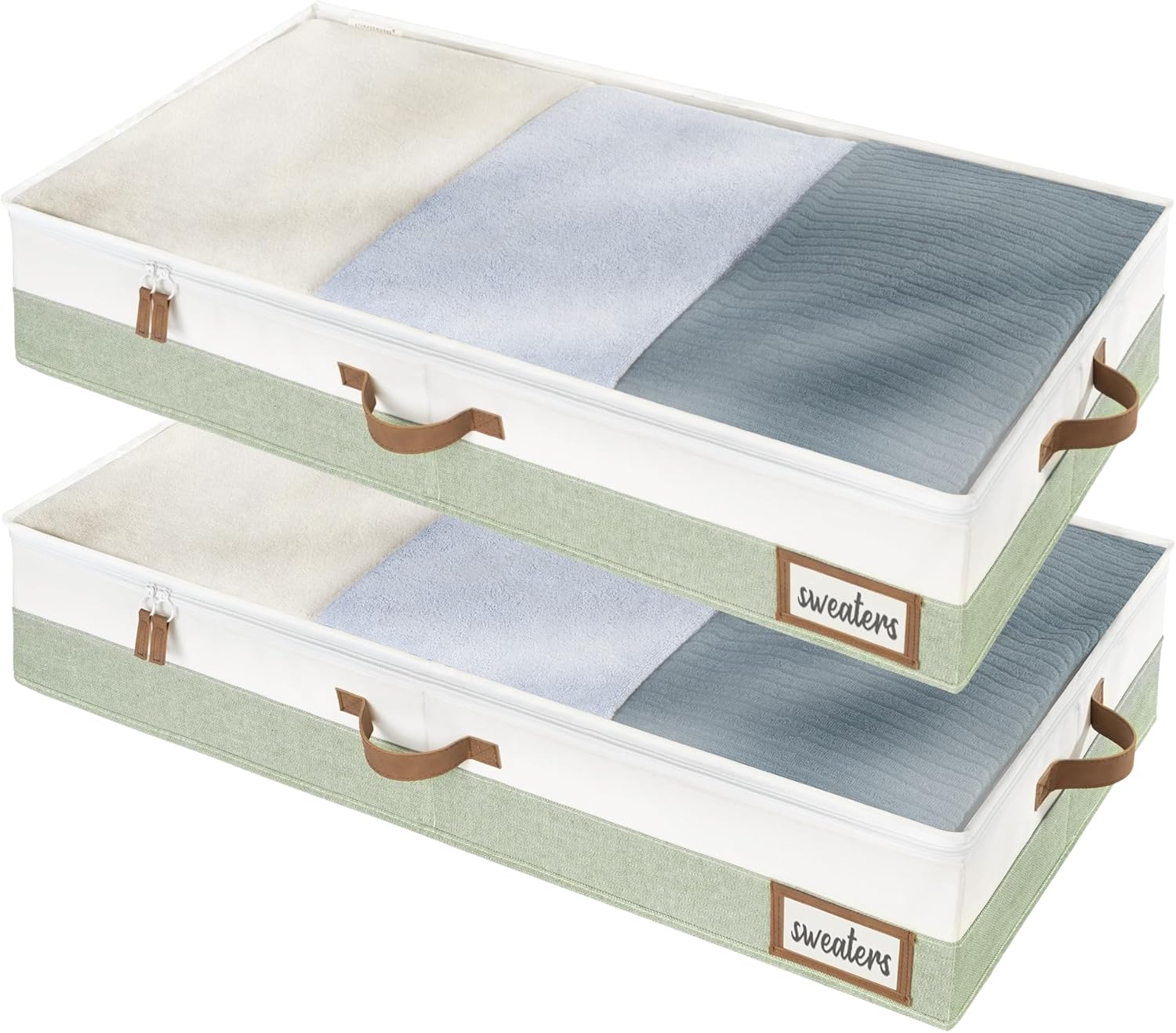 Under Bed Storage Containers with Handles and Label Holder, 2 Pack