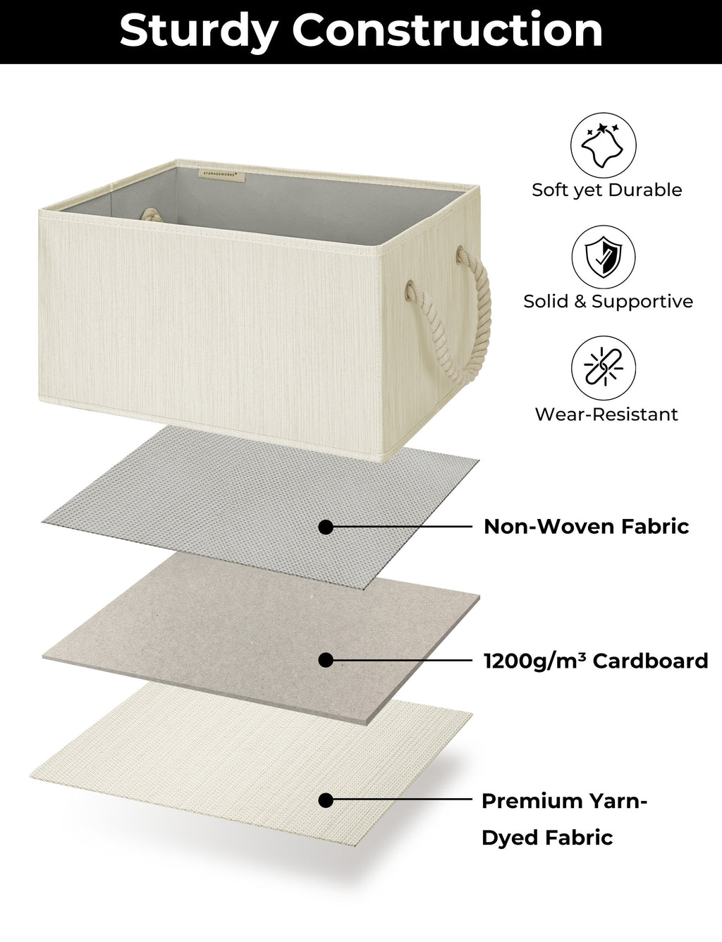 Storage Baskets for Shelves, 3-Pack