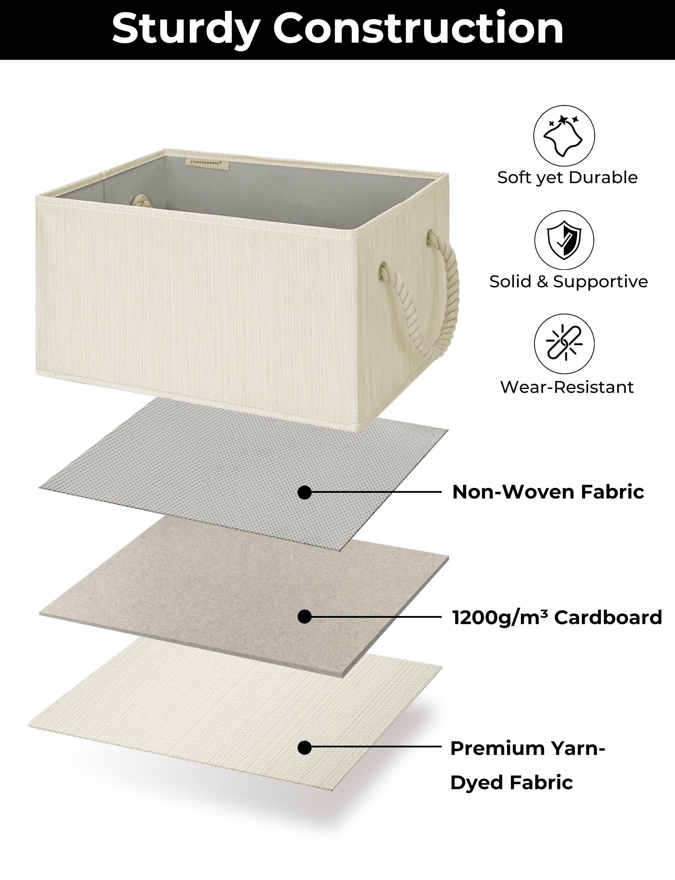 Storage Baskets for Shelves, 3-Pack