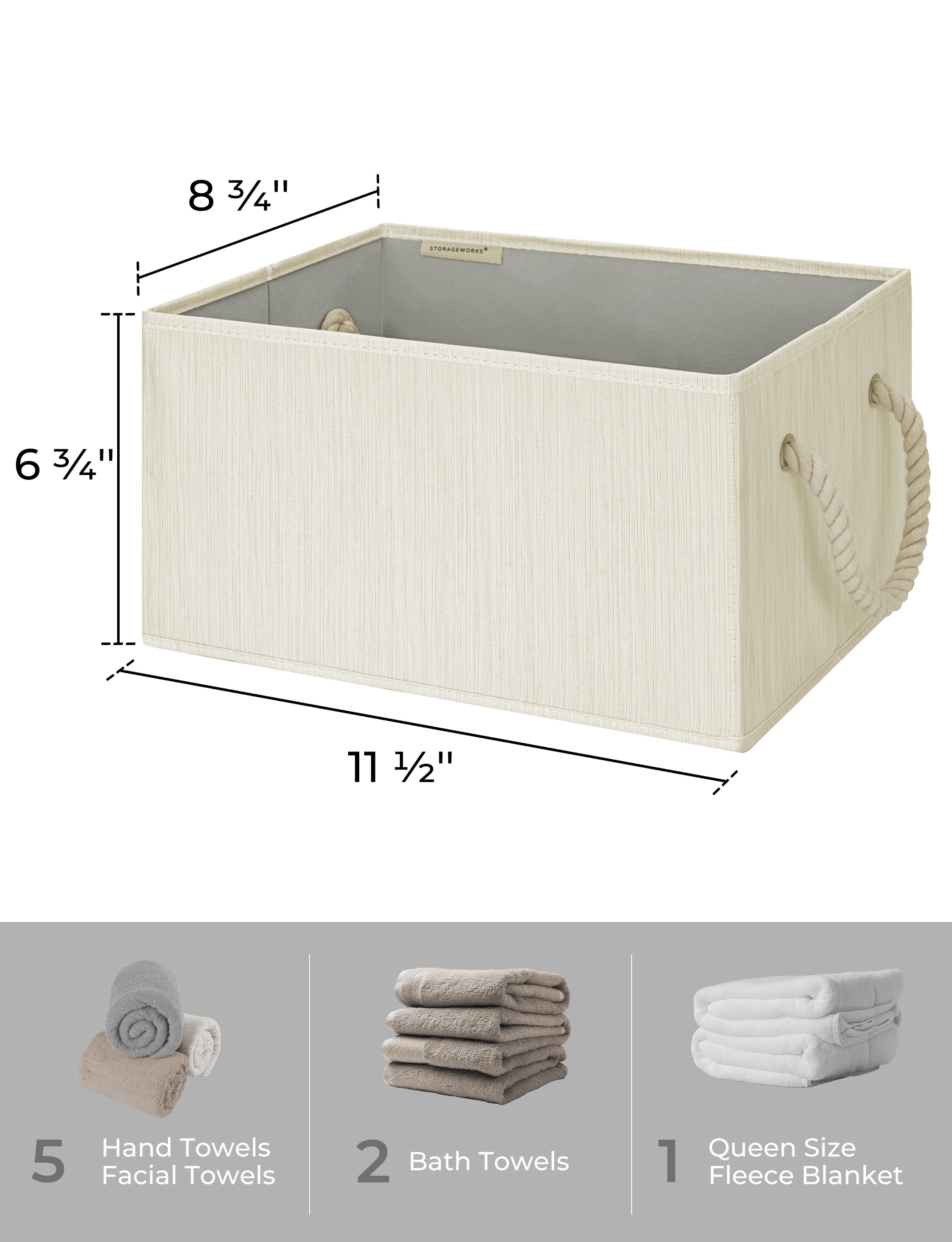 Storage Baskets for Shelves, 3-Pack
