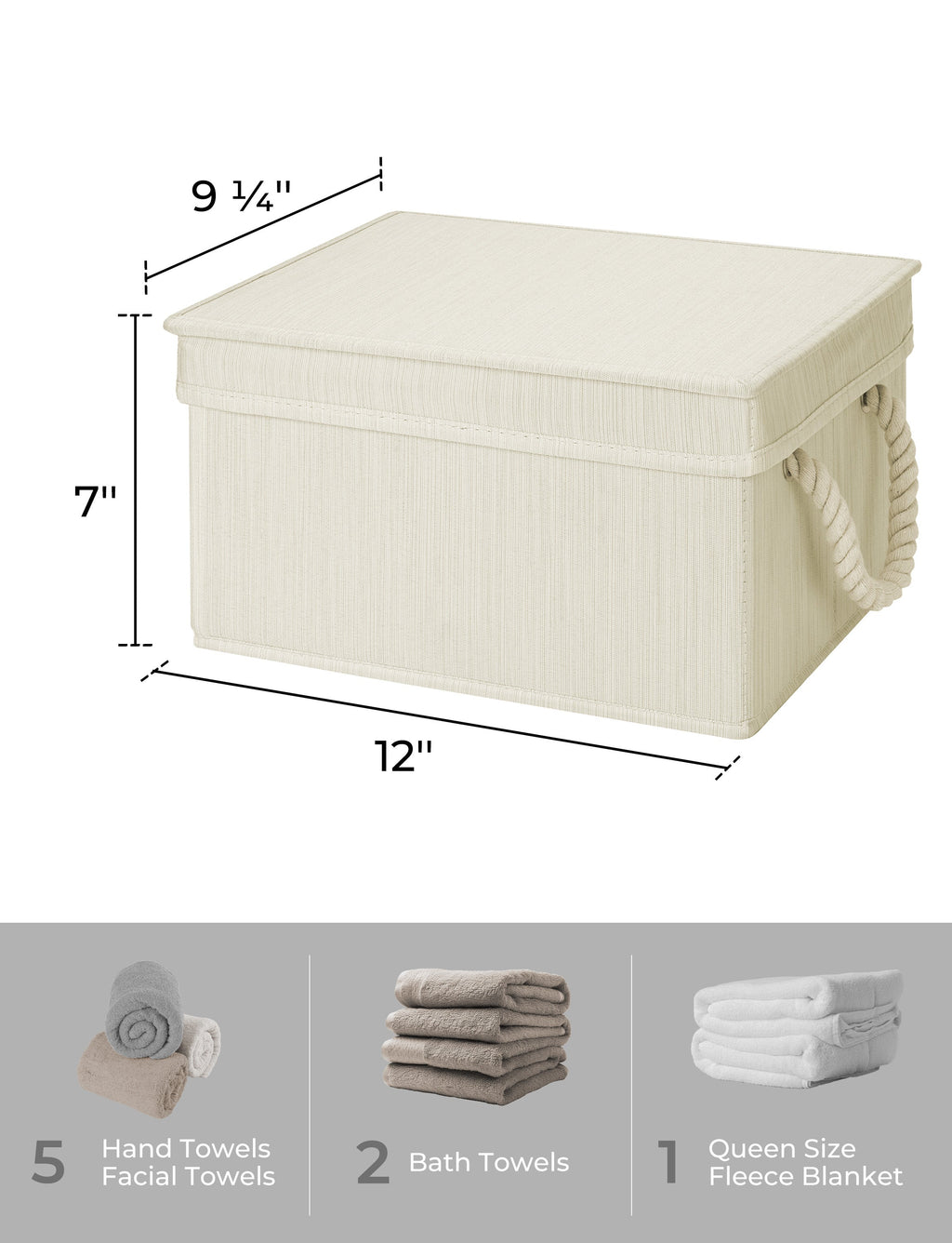 Lidded Large Storage Bins, Foldable Decorative Boxes, 3-Pack