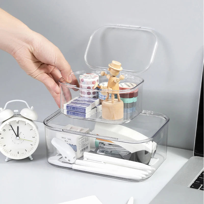 Stackable Desktop File Storage Box A4 Document Organizer Box With Lid Cabinet Desk Paper Holder Stationery Storage Container