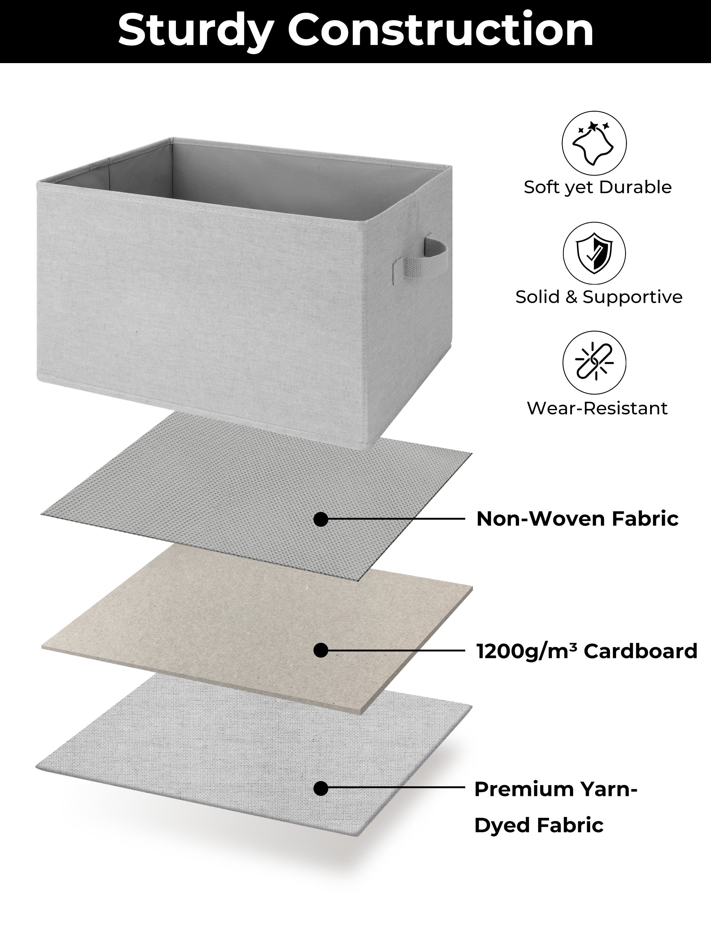 Storage Baskets for Shelves, 3-Pack