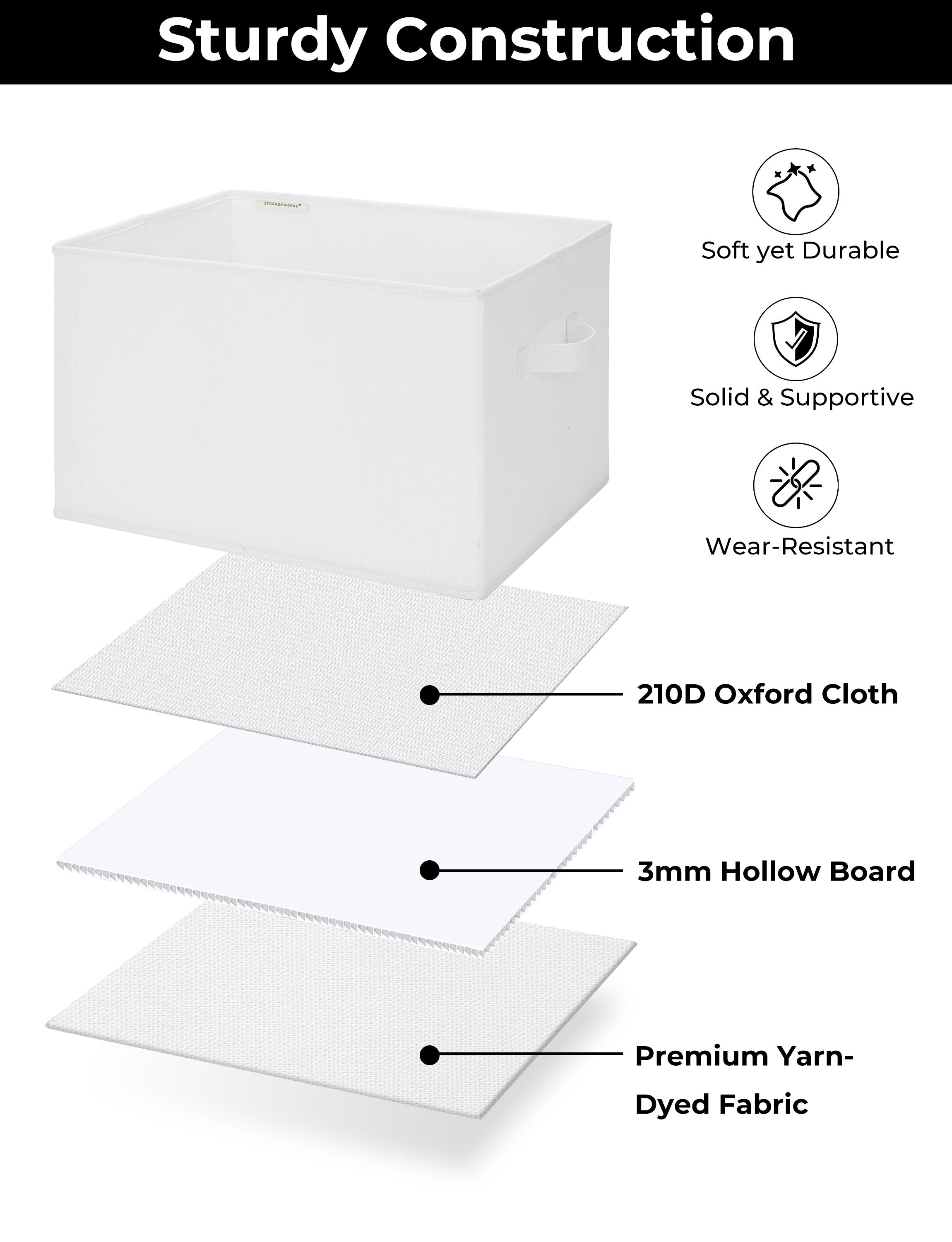 Storage Baskets for Shelves, 3-Pack