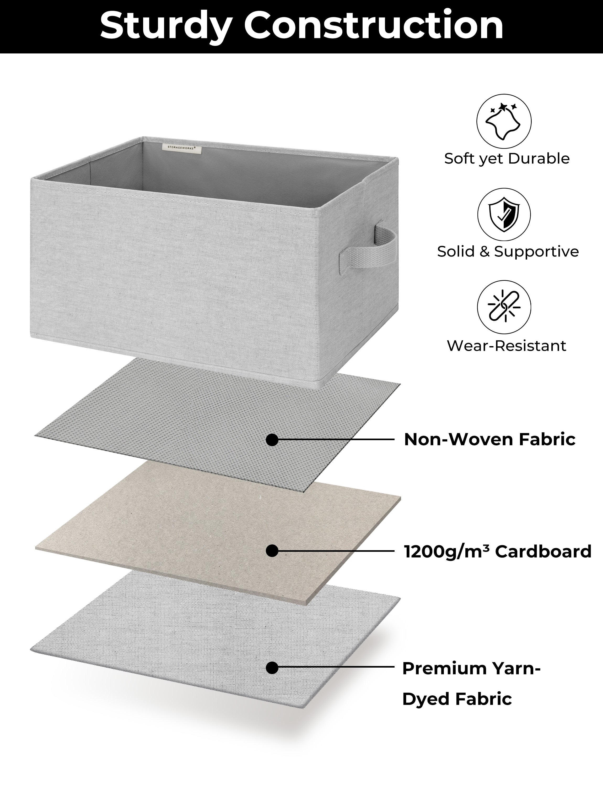 Storage Baskets for Shelves, 3-Pack