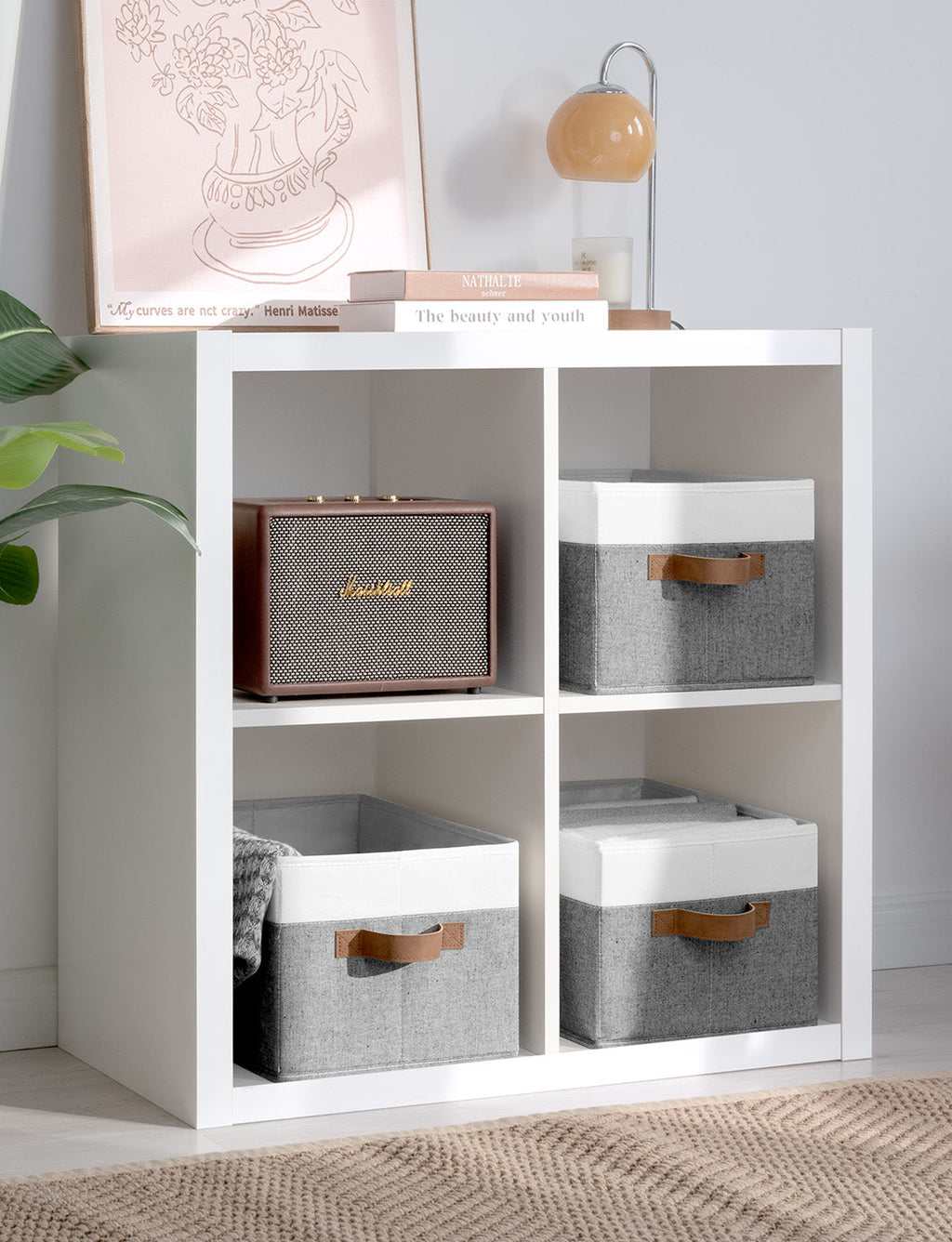 Lidded Large Storage Bins, Foldable Decorative Boxes, 3-Pack