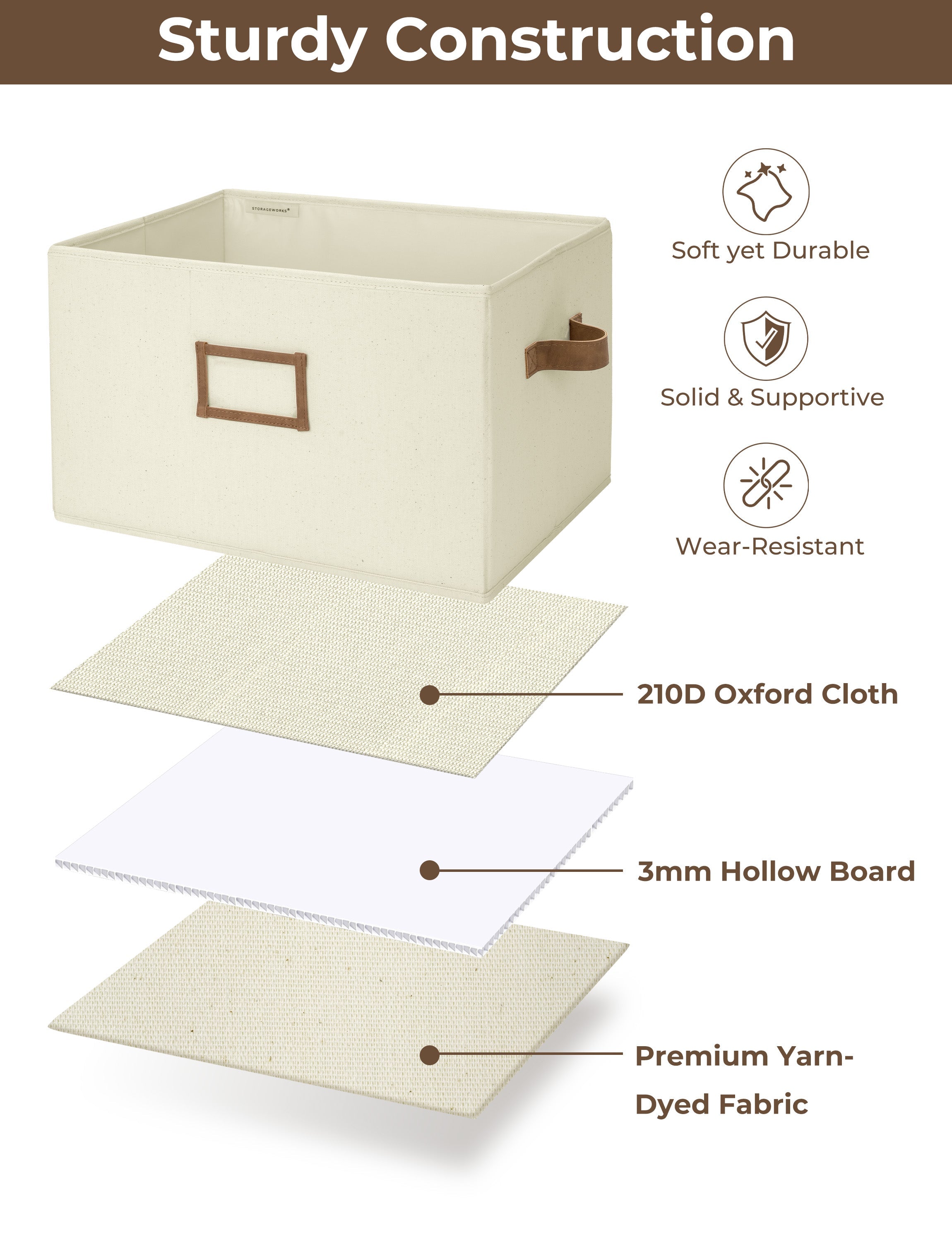 Storage Baskets for Shelves, 3-Pack