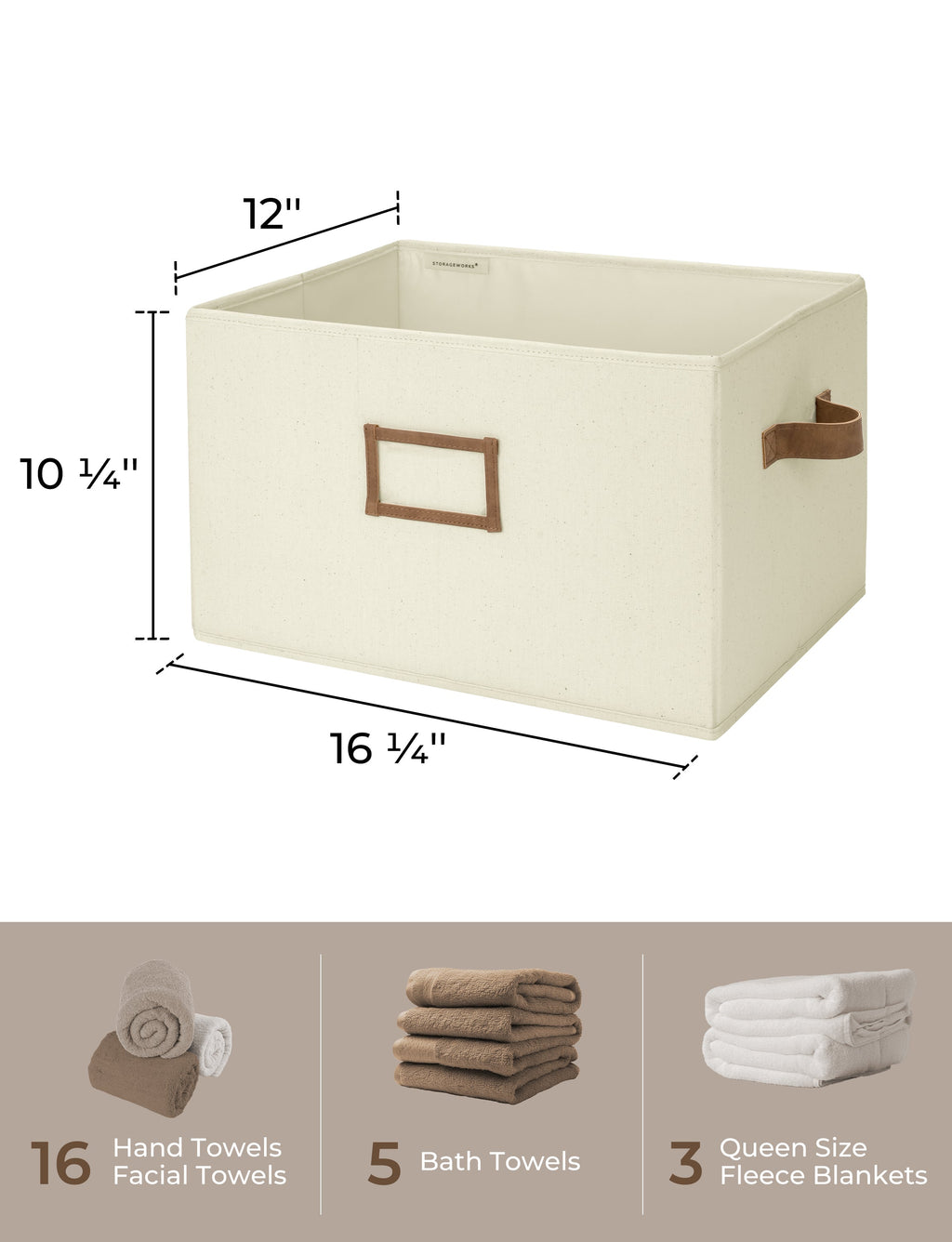 Storage Baskets for Shelves, 3-Pack