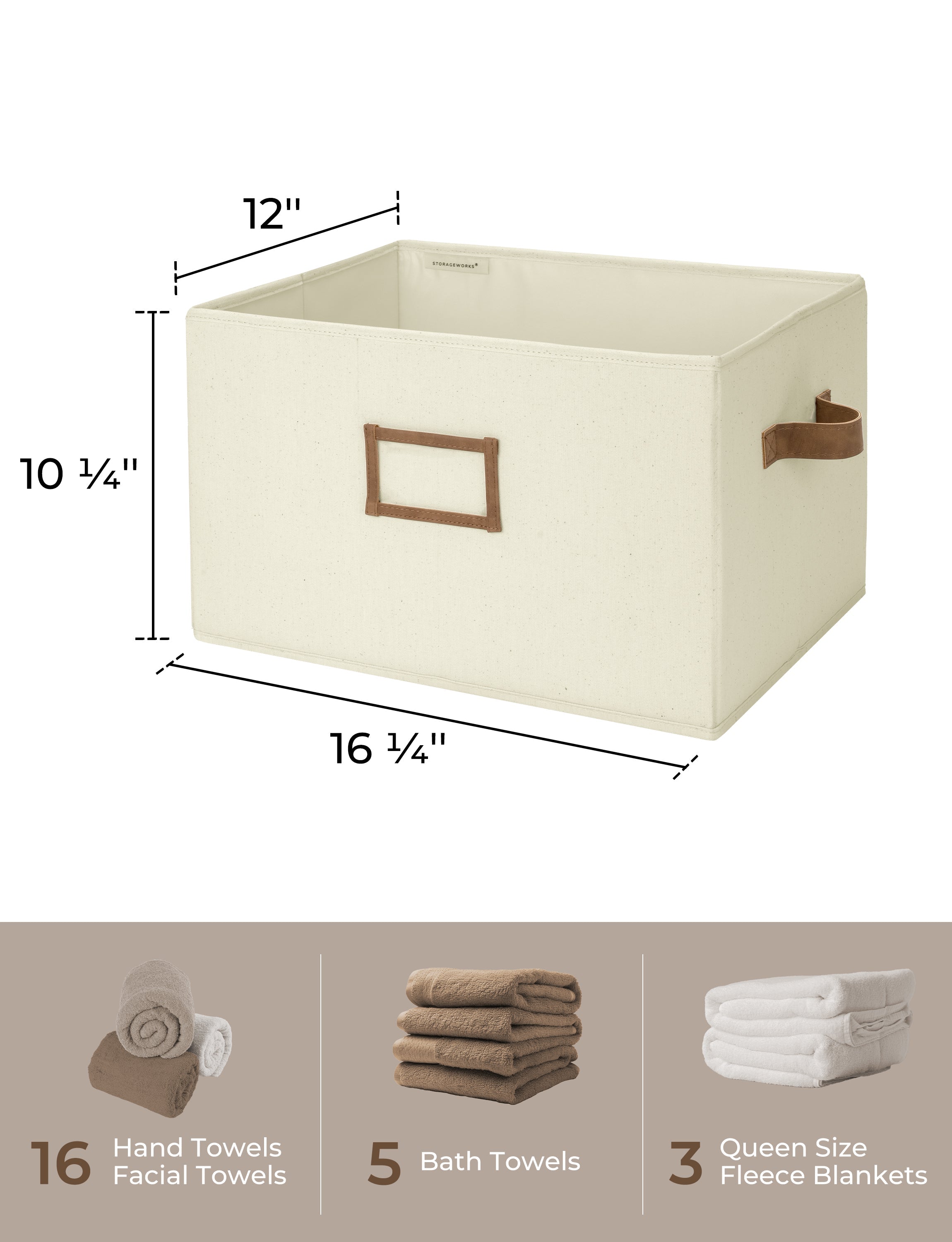 Storage Baskets for Shelves, 3-Pack
