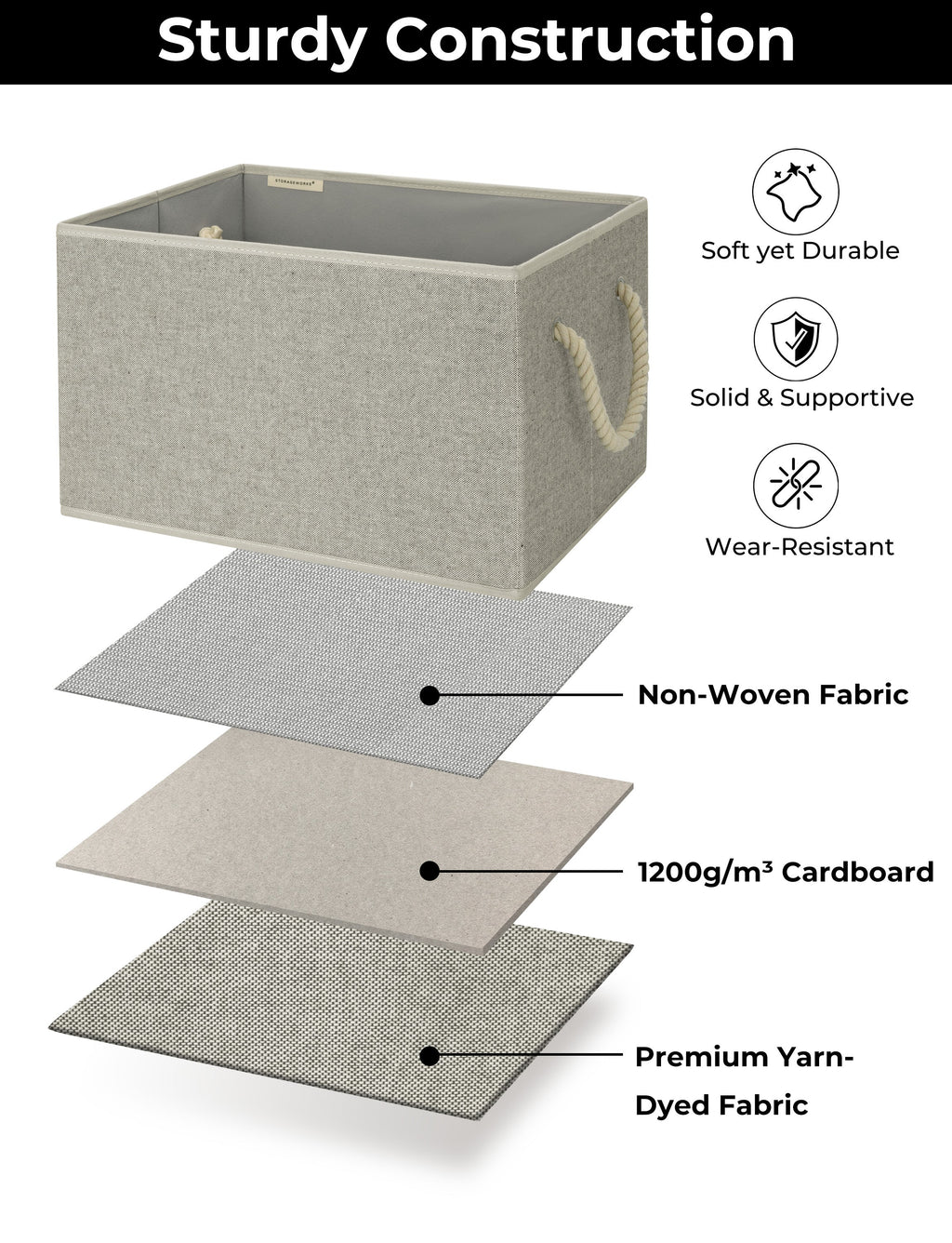 Storage Baskets for Shelves, 3-Pack