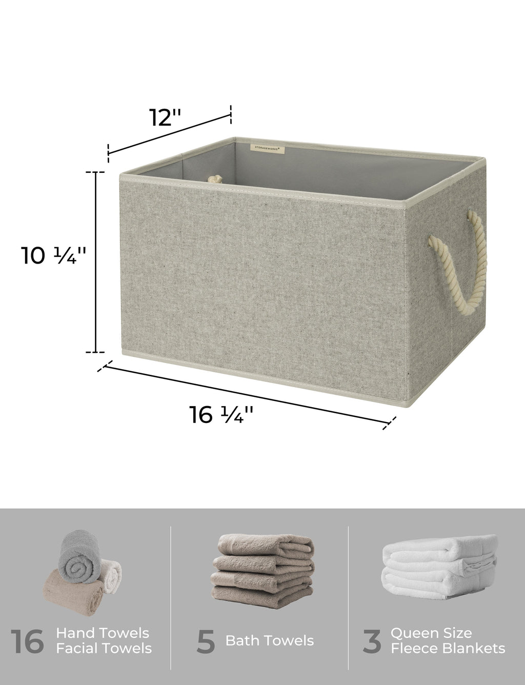 Storage Baskets for Shelves, 3-Pack