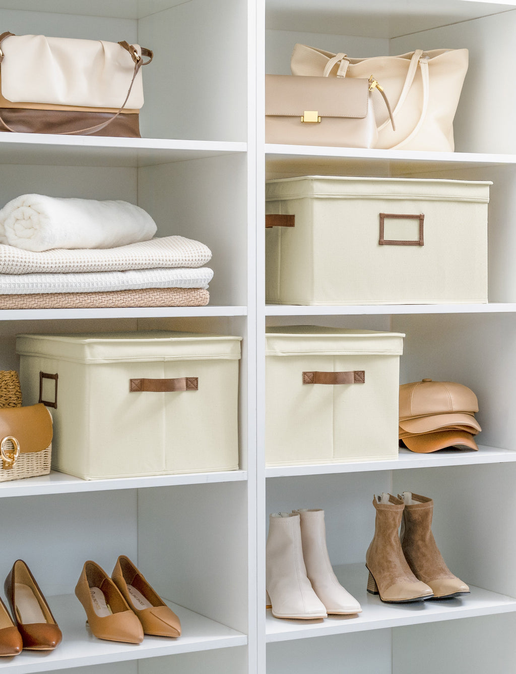 Lidded Large Storage Bins, Foldable Decorative Boxes, 3-Pack