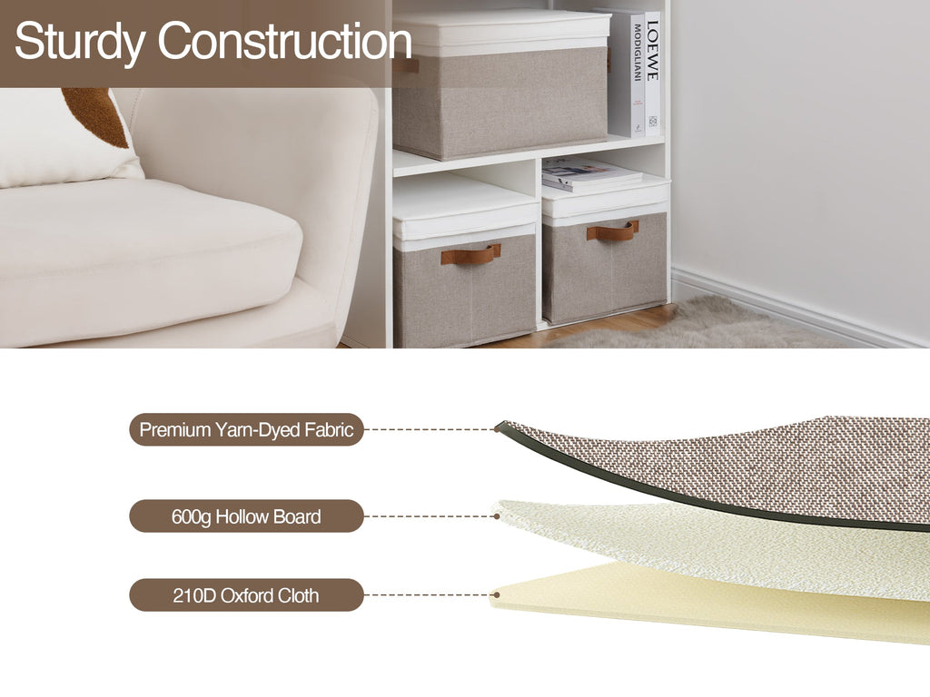 Lidded Large Storage Bins, Foldable Decorative Boxes, 3-Pack