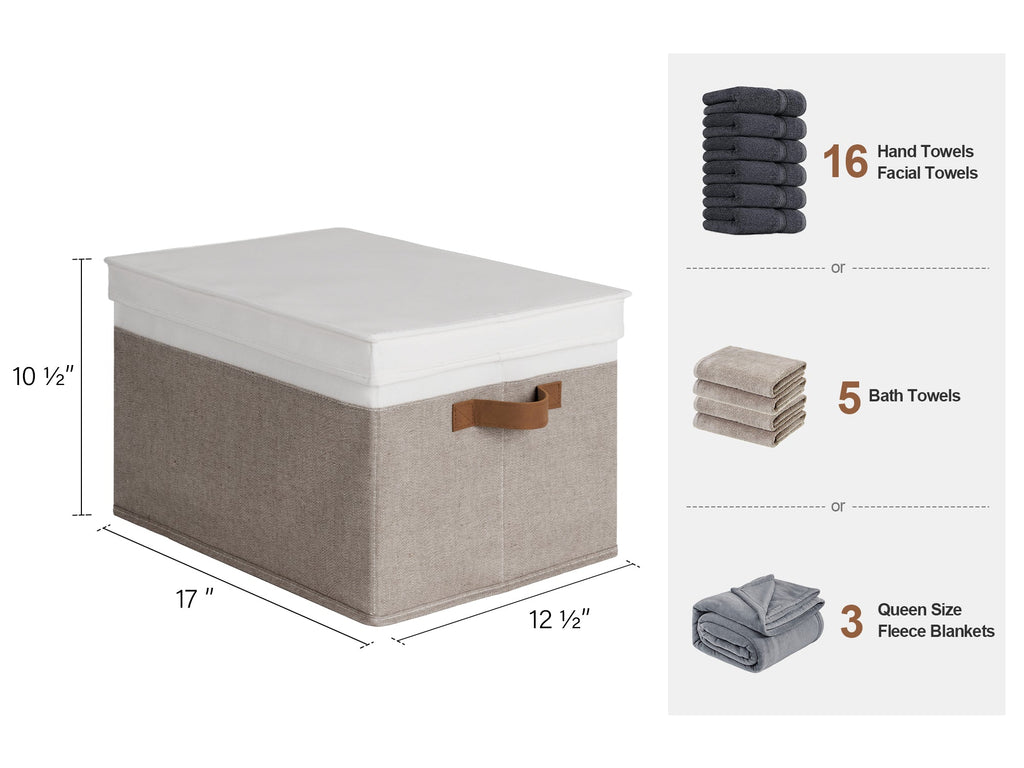 Lidded Large Storage Bins, Foldable Decorative Boxes, 3-Pack